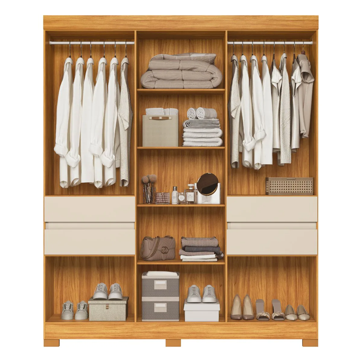 Guarda-Roupa 10 Portas Vizanno 1,80 m Cinamon Touch/Off White – DEMÓBILE