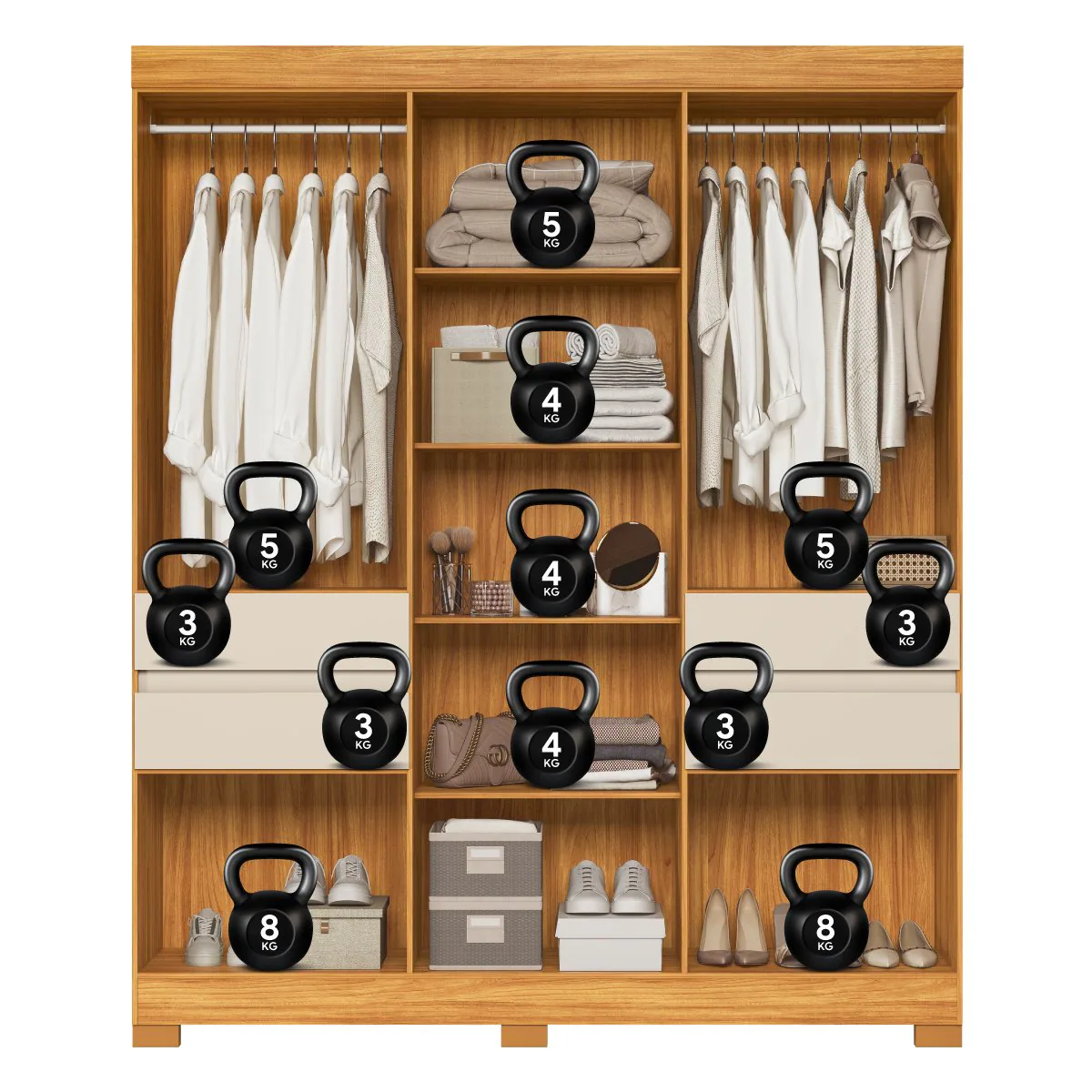 Guarda-Roupa 10 Portas Vizanno 1,80 m Cinamon Touch/Off White – DEMÓBILE