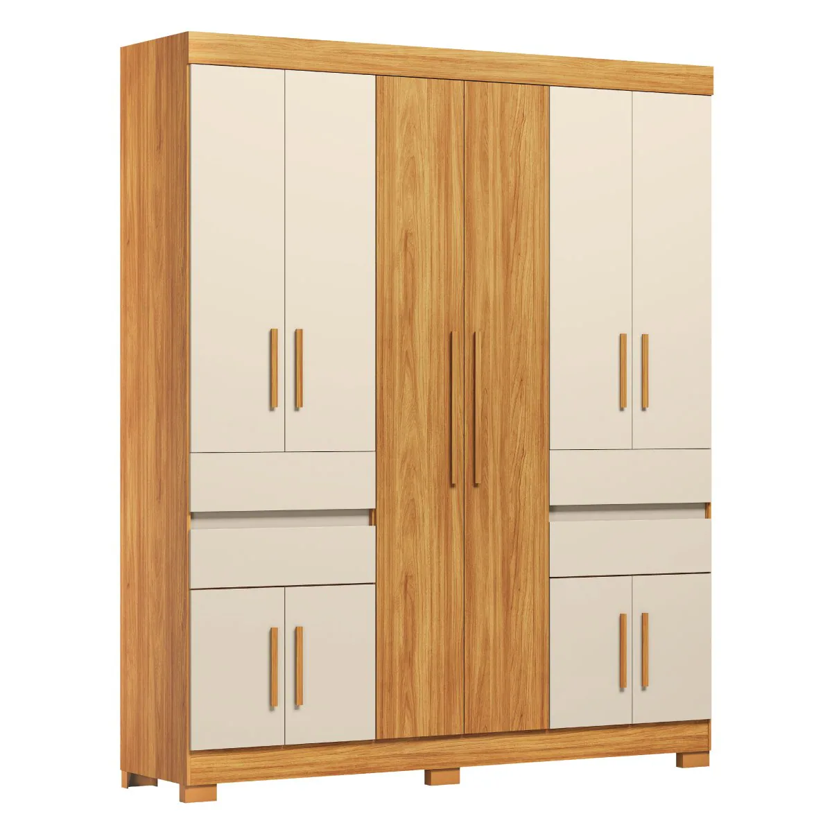Guarda-Roupa 10 Portas Vizanno 1,80 m Cinamon Touch/Off White – DEMÓBILE