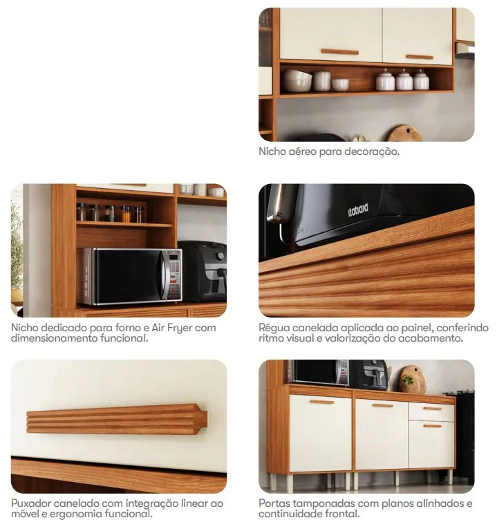 Cozinha Completa (4 Peças) Canela Cinamomo/Off White – ITATIAIA