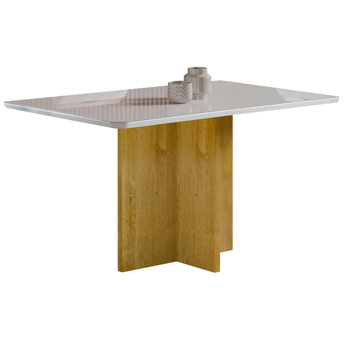 Mesa Salinas 160 (Tampo Londres c/vidro) Cinamomo/Off White – CEL MÓVEIS