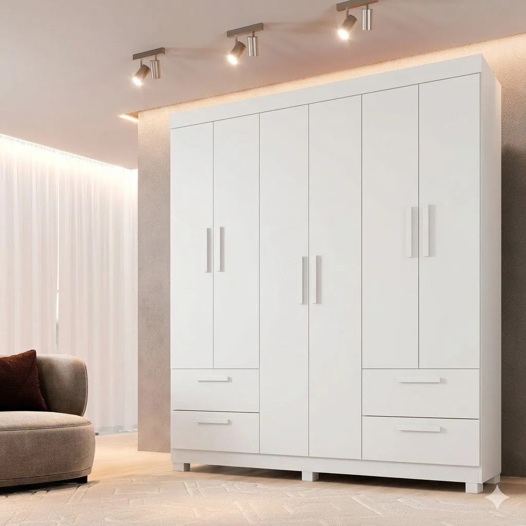 Guarda-Roupa 6 Portas Flórida 1,55 m Branco – GRUPO UAI
