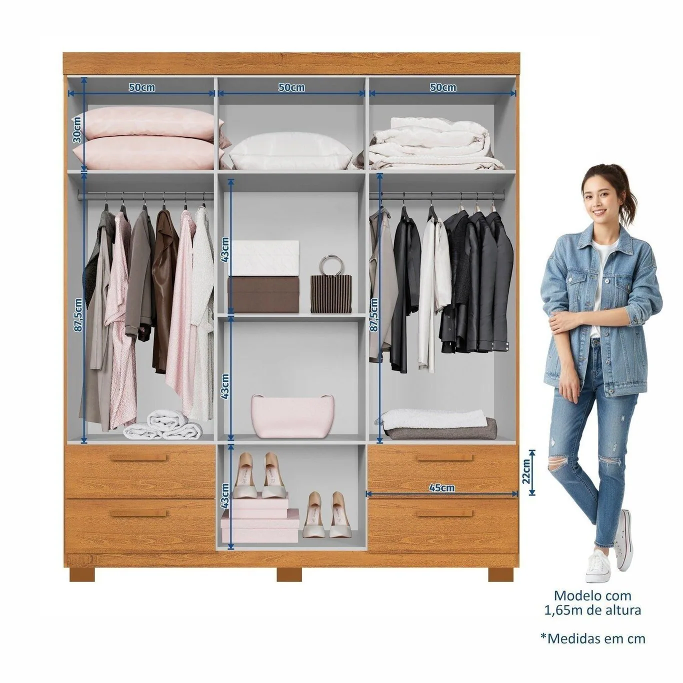 Guarda-Roupa 6 Portas Flórida 1,55 m Cinamomo – GRUPO UAI