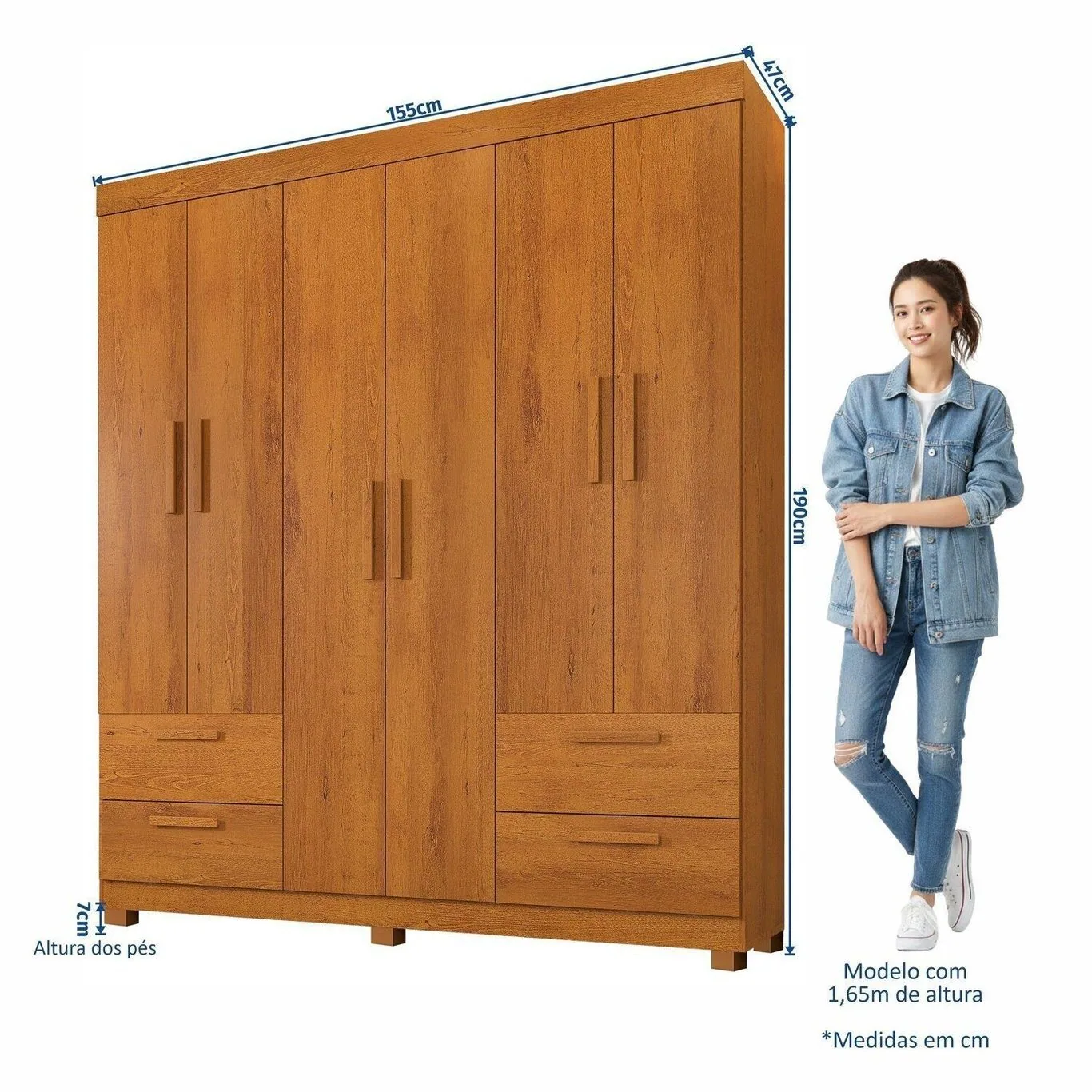 Guarda-Roupa 6 Portas Flórida 1,55 m Cinamomo – GRUPO UAI