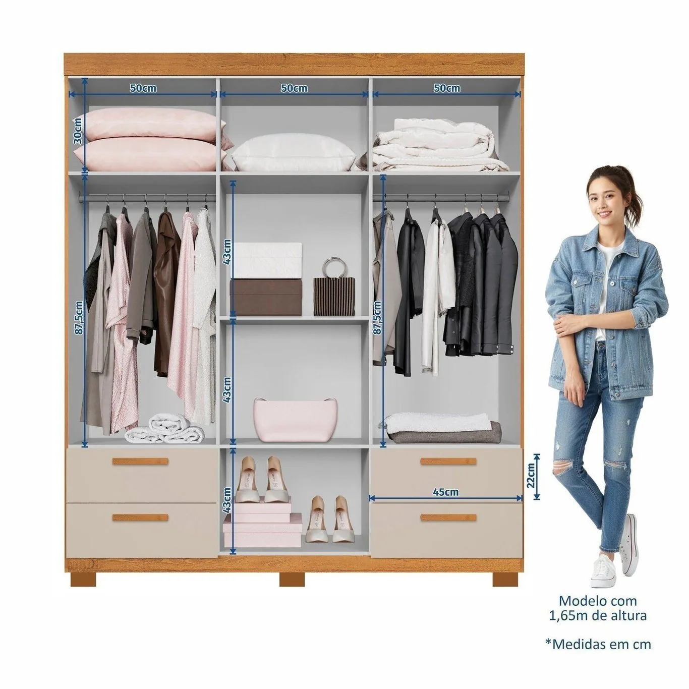 Guarda-Roupa 6 Portas Flórida 1,55 m Cinamomo/Off White – GRUPO UAI