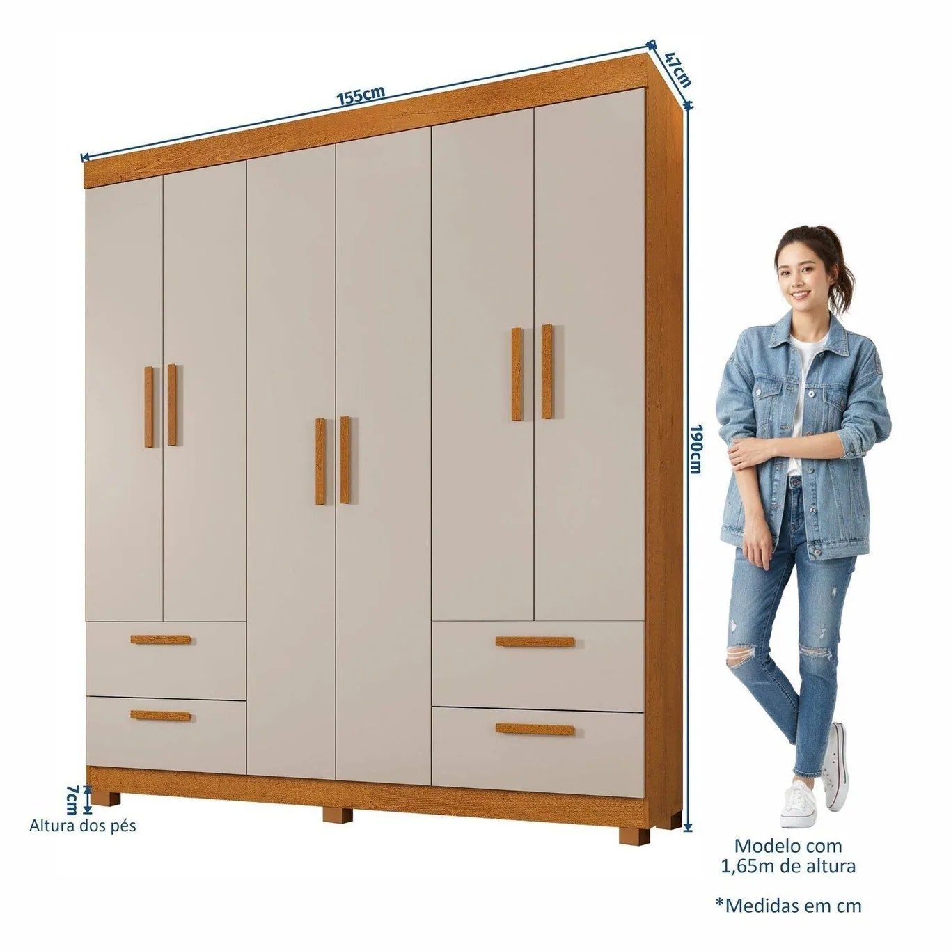 Guarda-Roupa 6 Portas Flórida 1,55 m Cinamomo/Off White – GRUPO UAI