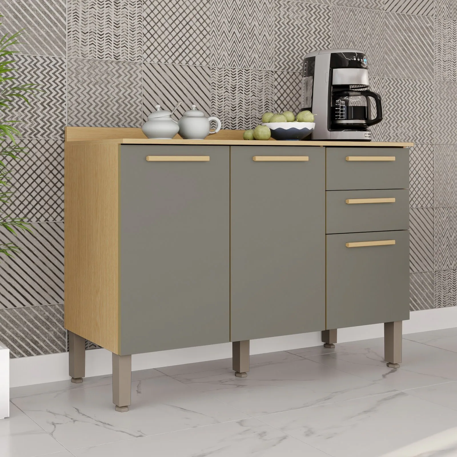 Balcão New Valência Jequitibá/Granizo – SALLÊTO