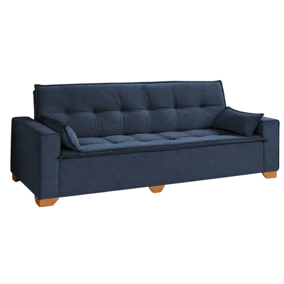 Sofá Cama Canadá 2,18 m Veludo Azul 185 – TOP ESTOFADOS