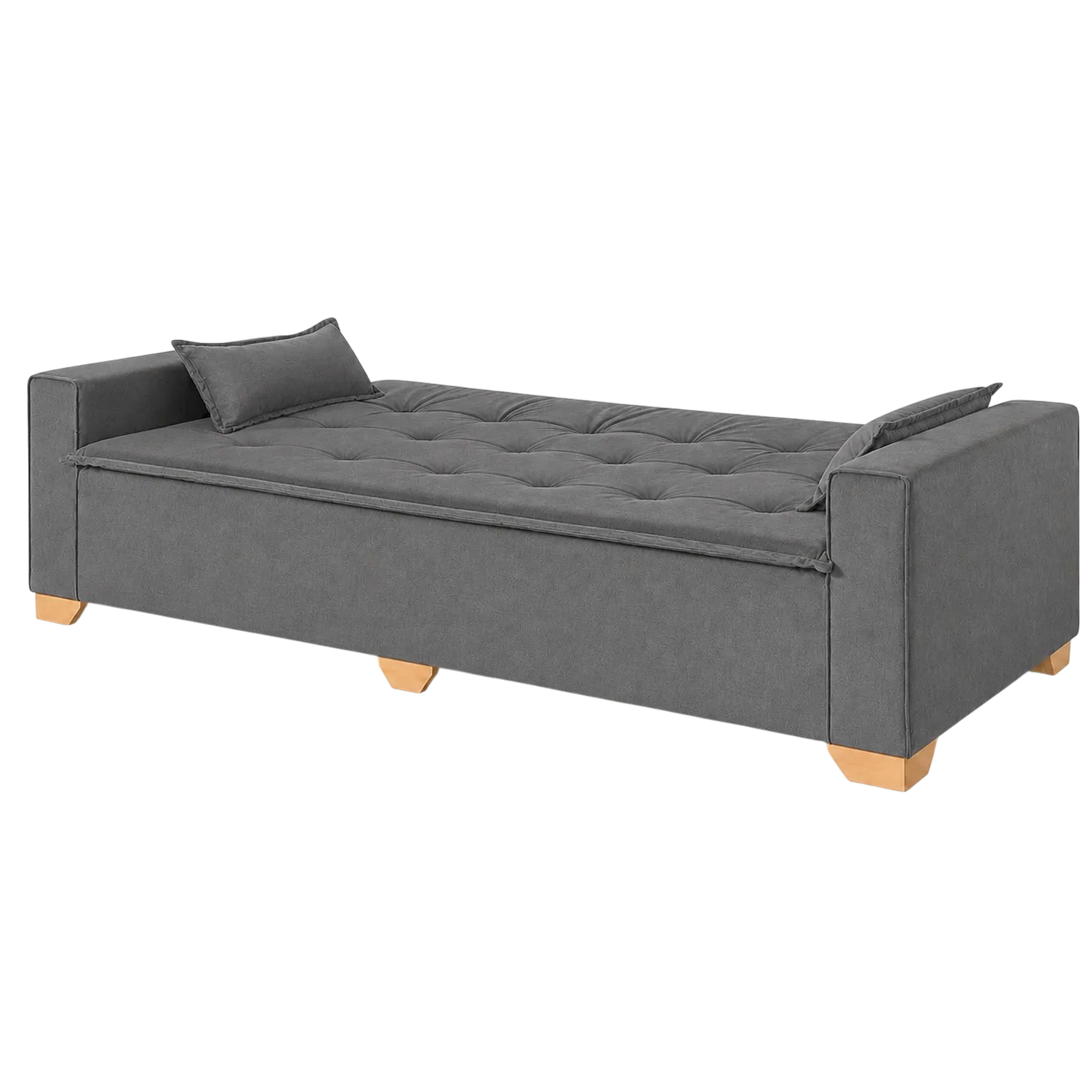 Sofá Cama Canadá 2,18 m Veludo Cinza 195 – TOP ESTOFADOS