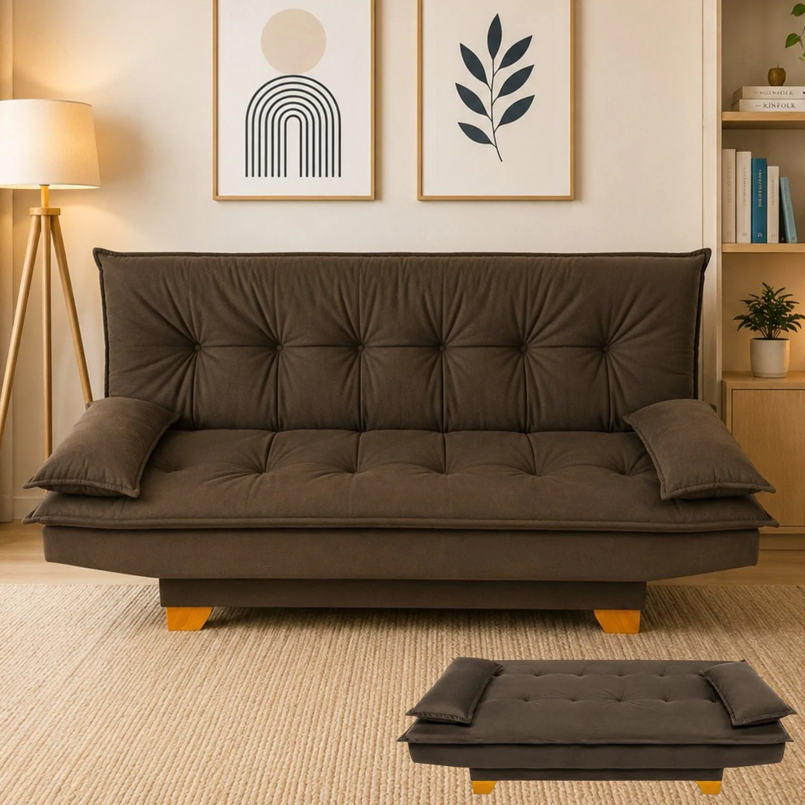 Sofá Cama Veneza 1,88 m Veludo Marrom 193 – TOP ESTOFADOS