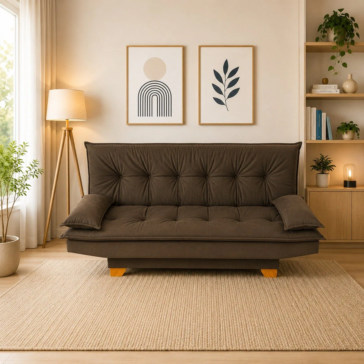 Sofá Cama Veneza 1,88 m Veludo Marrom 193 – TOP ESTOFADOS