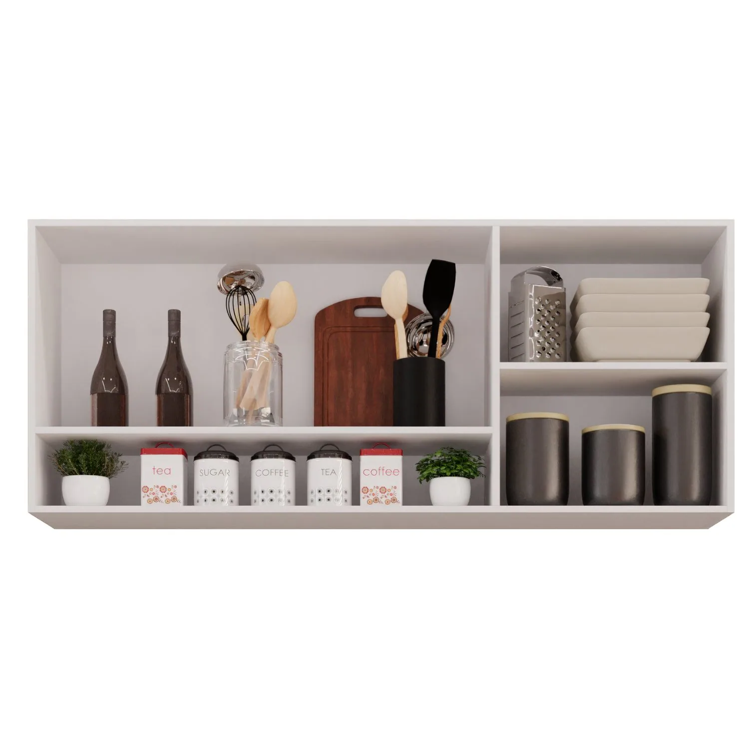 Armário Aéreo 3 portas Vidro Fumê New Valência Branco – SALLÊTO
