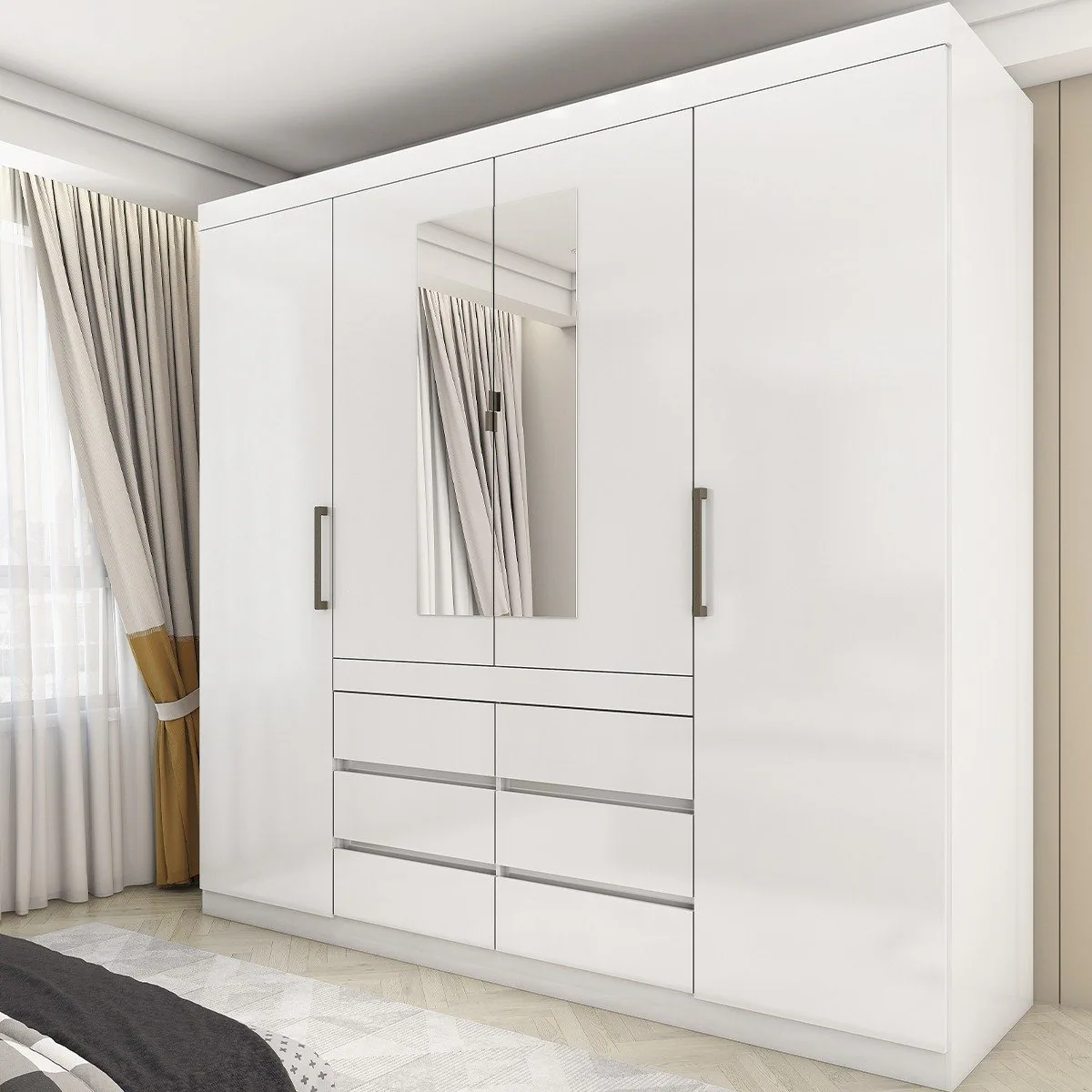 Guarda-Roupa 4 Portas Império 2,00 m Branco – CARIOCA MÓVEIS
