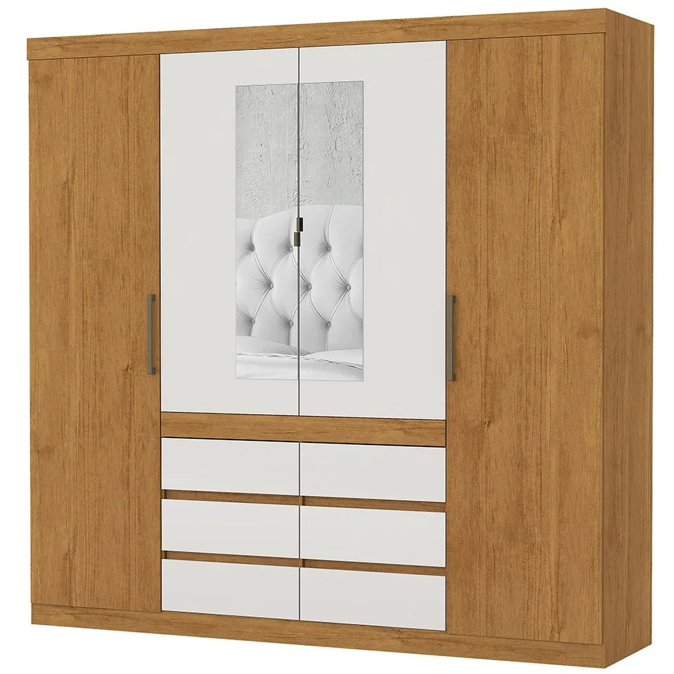 Guarda-Roupa 4 Portas Imperio 2,00 m Cinamomo/Off White – CARIOCA MOVEIS