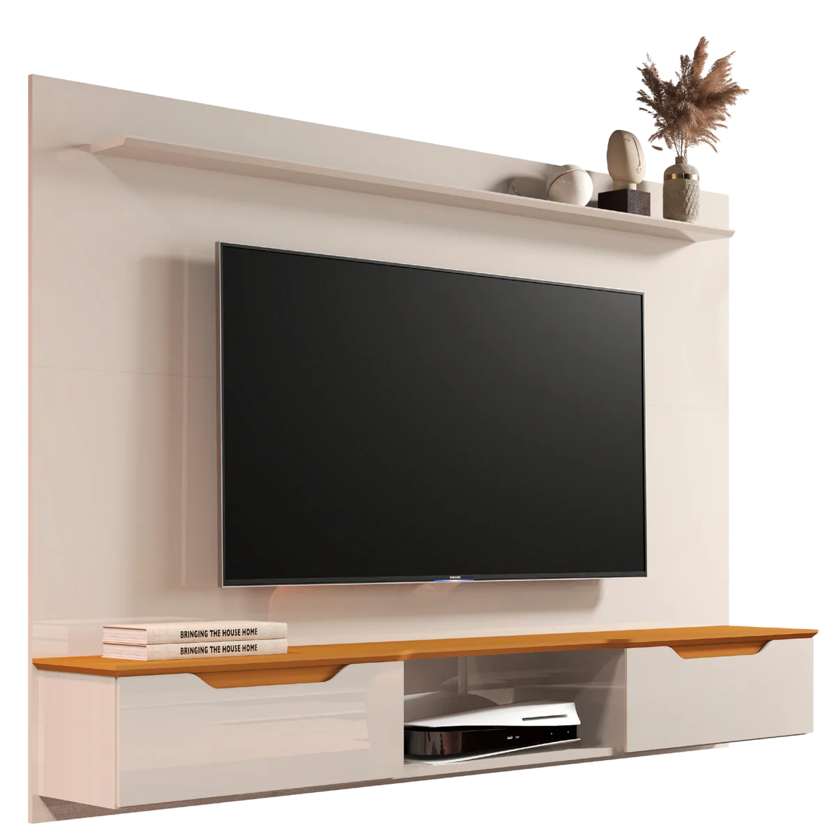 Painel até 75″ Studio 2.18 Off White/Cedro – EDN MÓVEIS