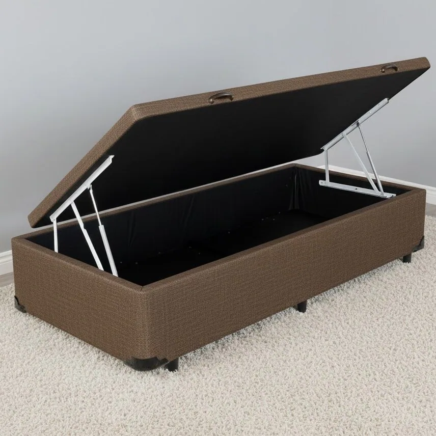 Base Box Solteiro Bau Linho Marrom – ALTO NIVEL CAMAS E COLCHOES