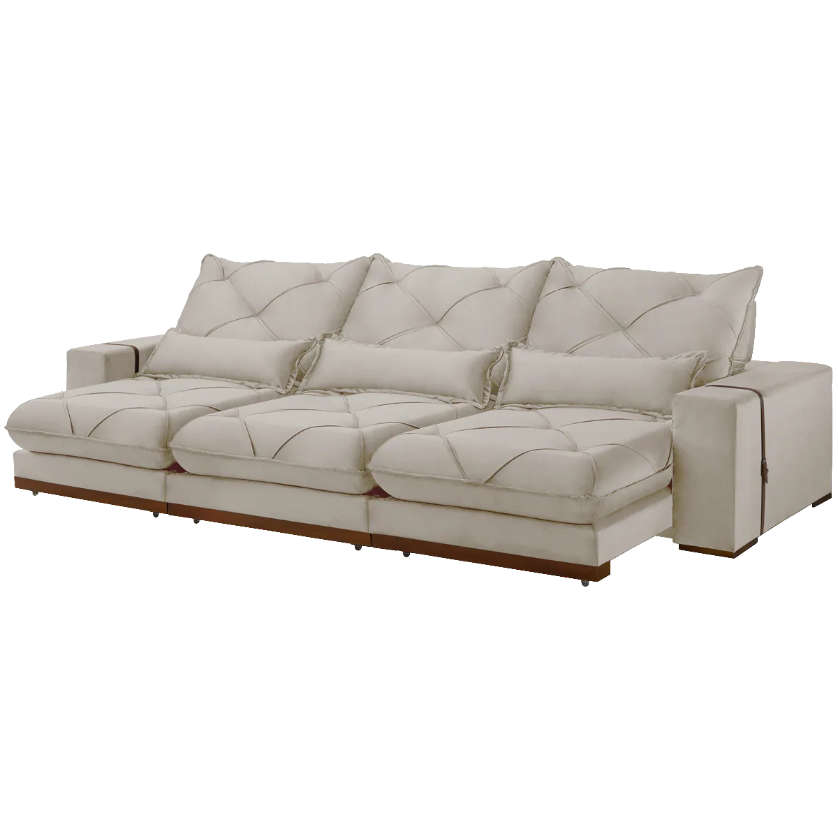 Sofa Retratil e Reclinavel Diamante/Bahia 3,50 m Veludo Bege 200 – PLENA ESTOFADOS