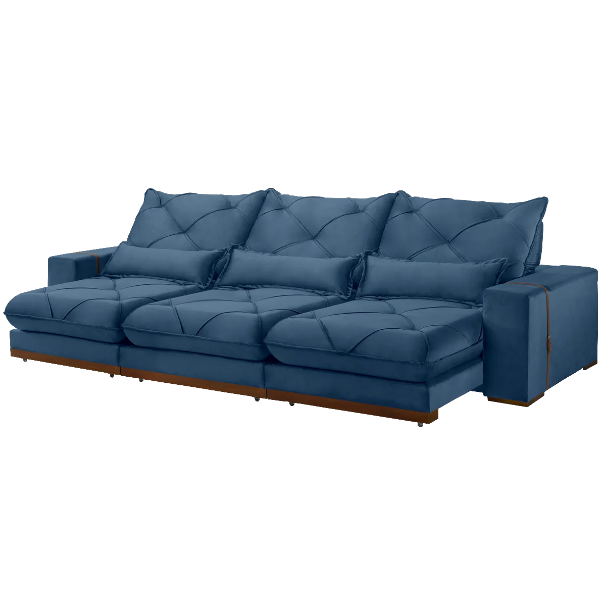 Sofa Retratil e Reclinavel Diamante/Bahia 3,50 m Veludo Azul 209 – PLENA ESTOFADOS