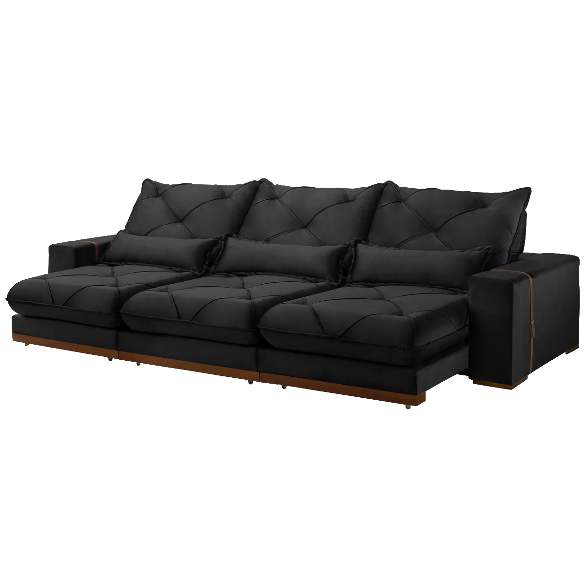 Sofa Retratil e Reclinavel Diamante/Bahia 3,50 m Veludo Preto 210 – PLENA ESTOFADOS