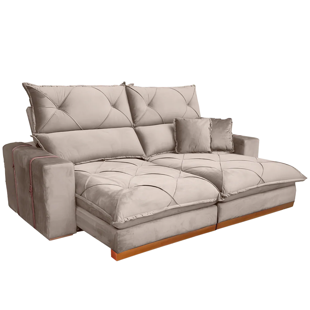 Sofa Retratil e Reclinavel Gran Bello Light 2,30 m Veludo Bege – QUINE ESTOFADOS