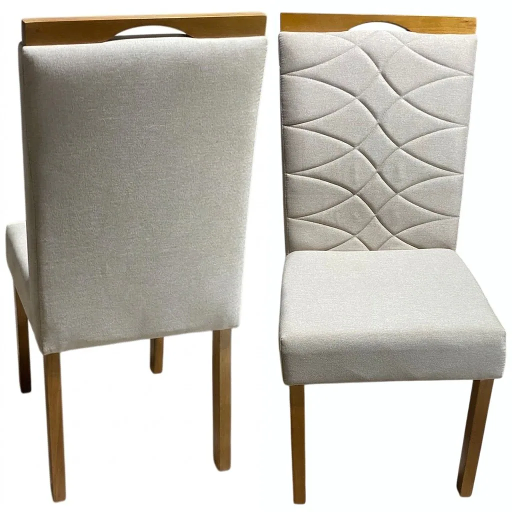 Kit 2 Cadeiras Safira Linho Bege 200 – WM DECOR