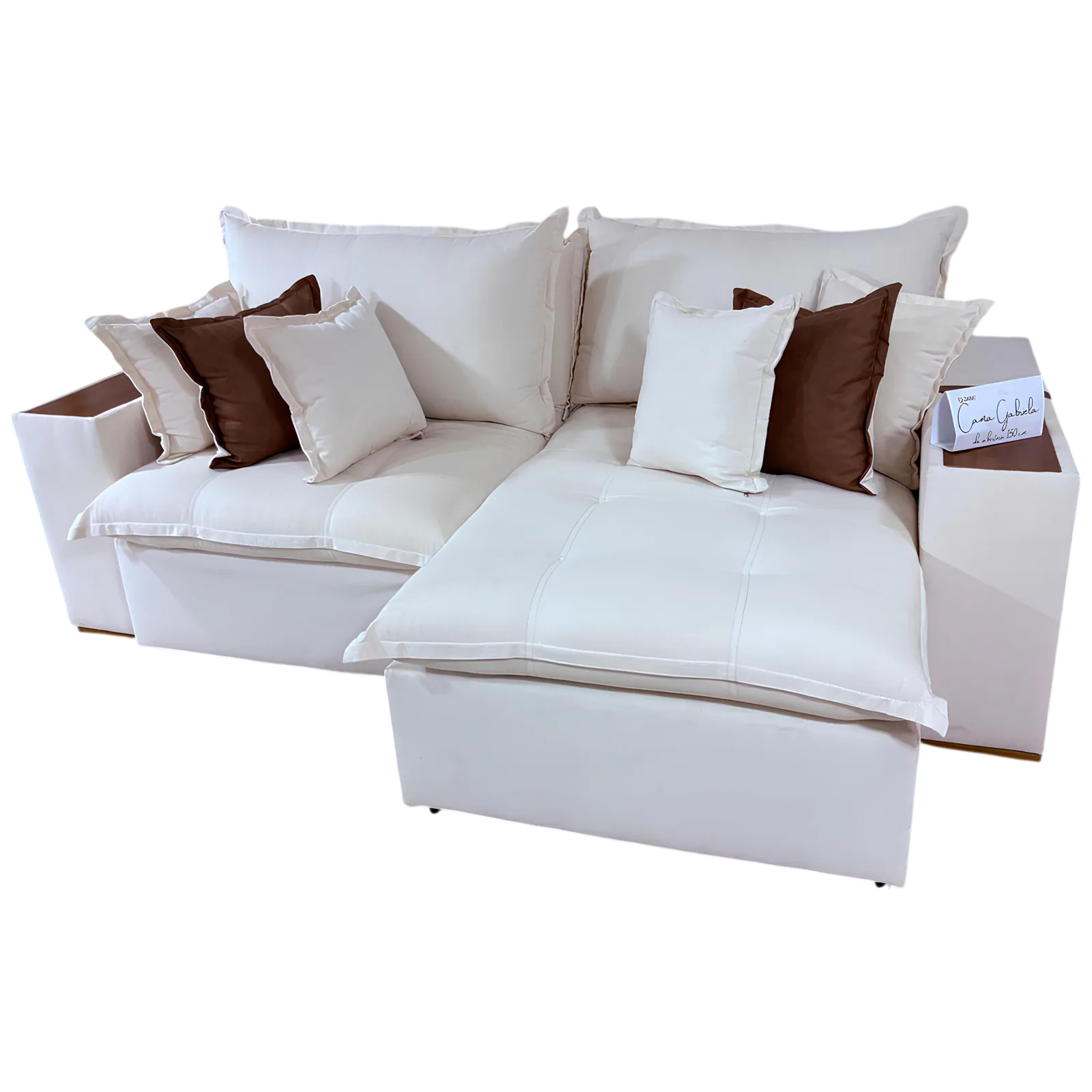 Sofa Cama Retratil Tebas/Thebas/Gabriela 2,90 m Linho Bege 313/Courino Dalas – ZARAT ESTOFADOS