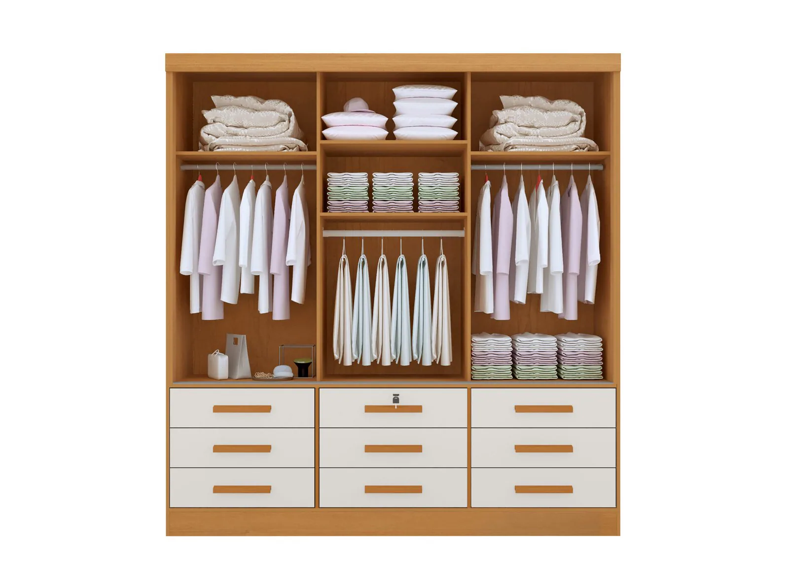 Guarda-Roupa 3 Portas Meridian 2,00 m Cinamomo/Off White – D’DORO MÓVEIS