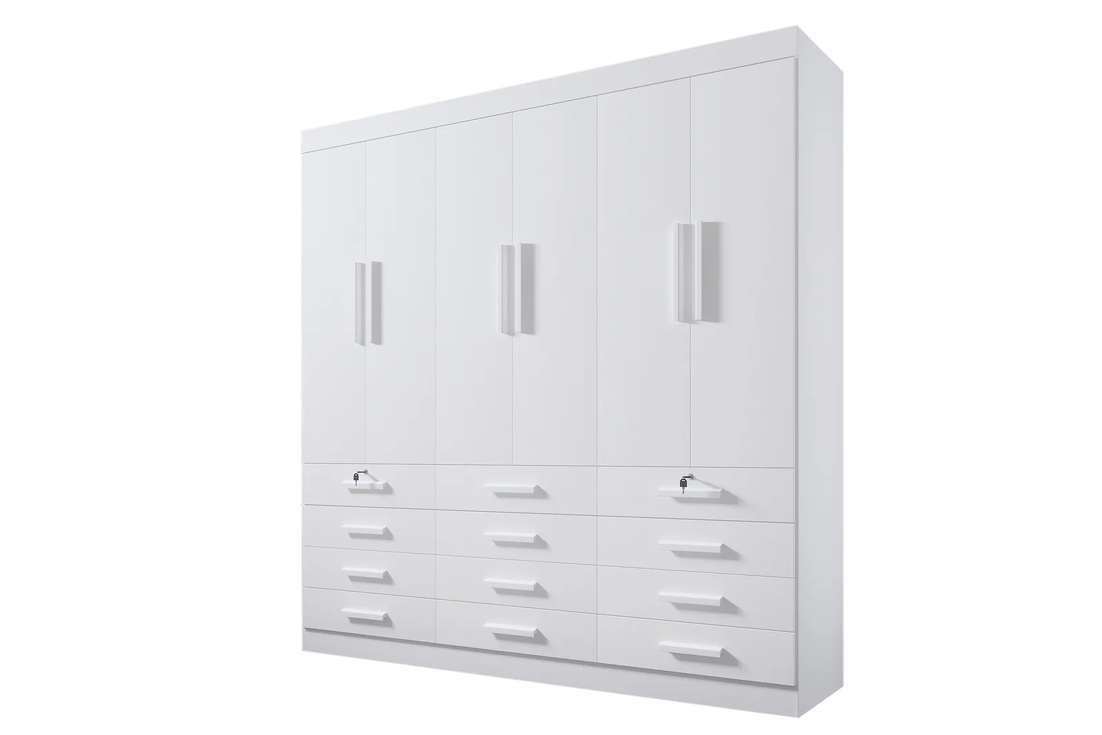 Guarda-Roupa 6 Portas Mônaco 2,40 m Branco – D’DORO MÓVEIS