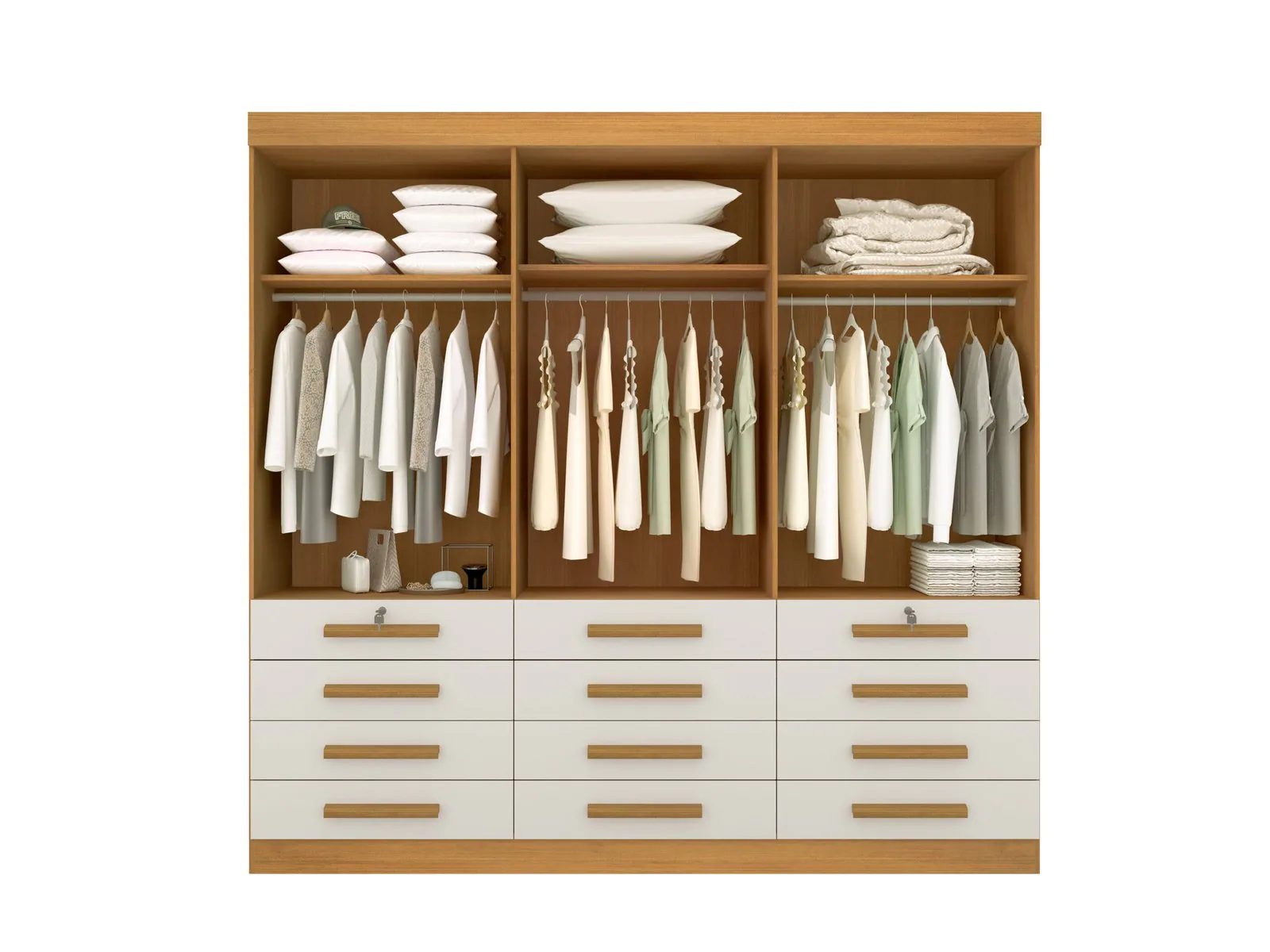 Guarda-Roupa 6 Portas Mônaco 2,40 m Cinamomo/Off White – D’DORO MÓVEIS