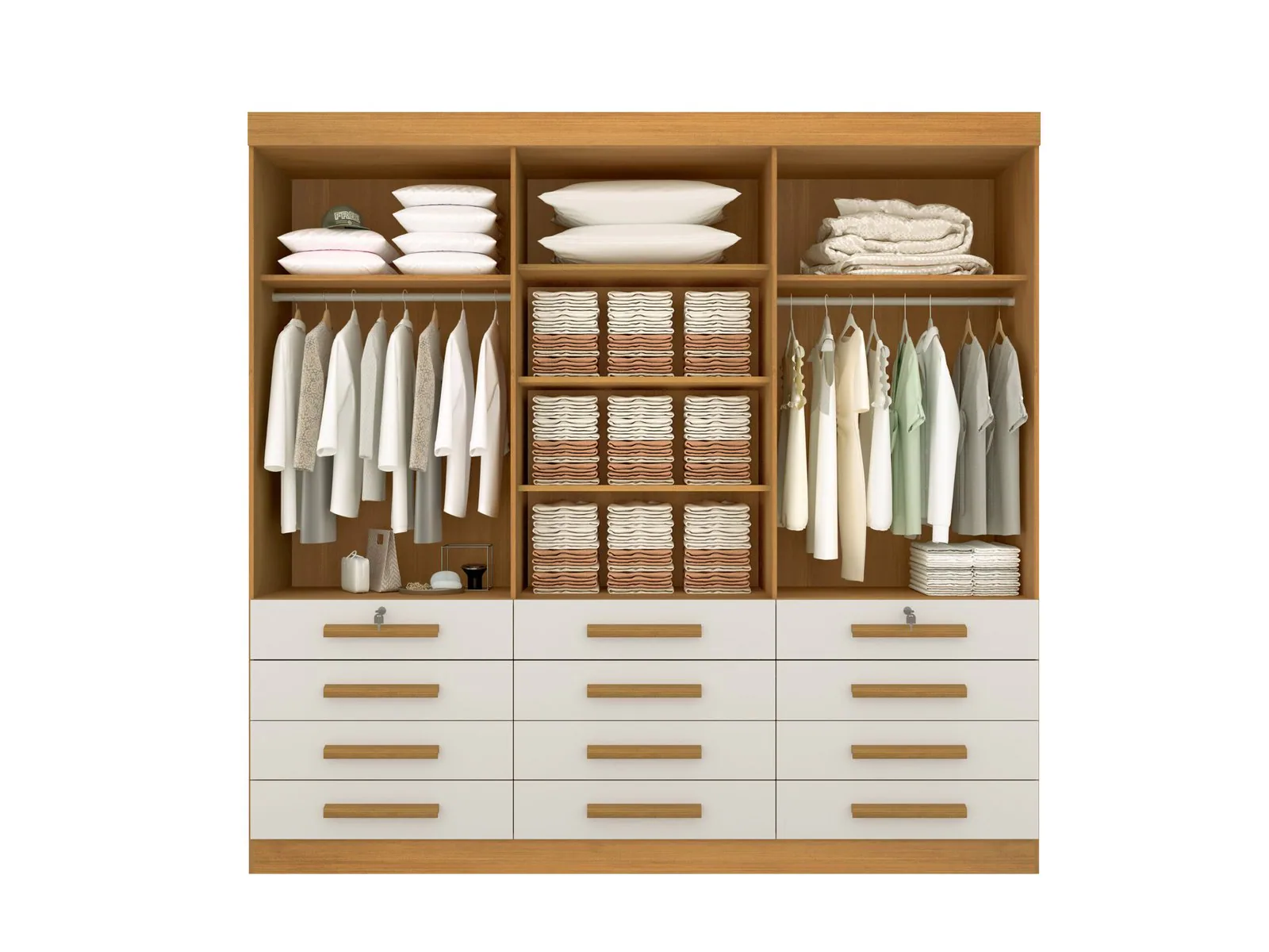 Guarda-Roupa 6 Portas Mônaco 2,40 m Cinamomo/Off White – D’DORO MÓVEIS