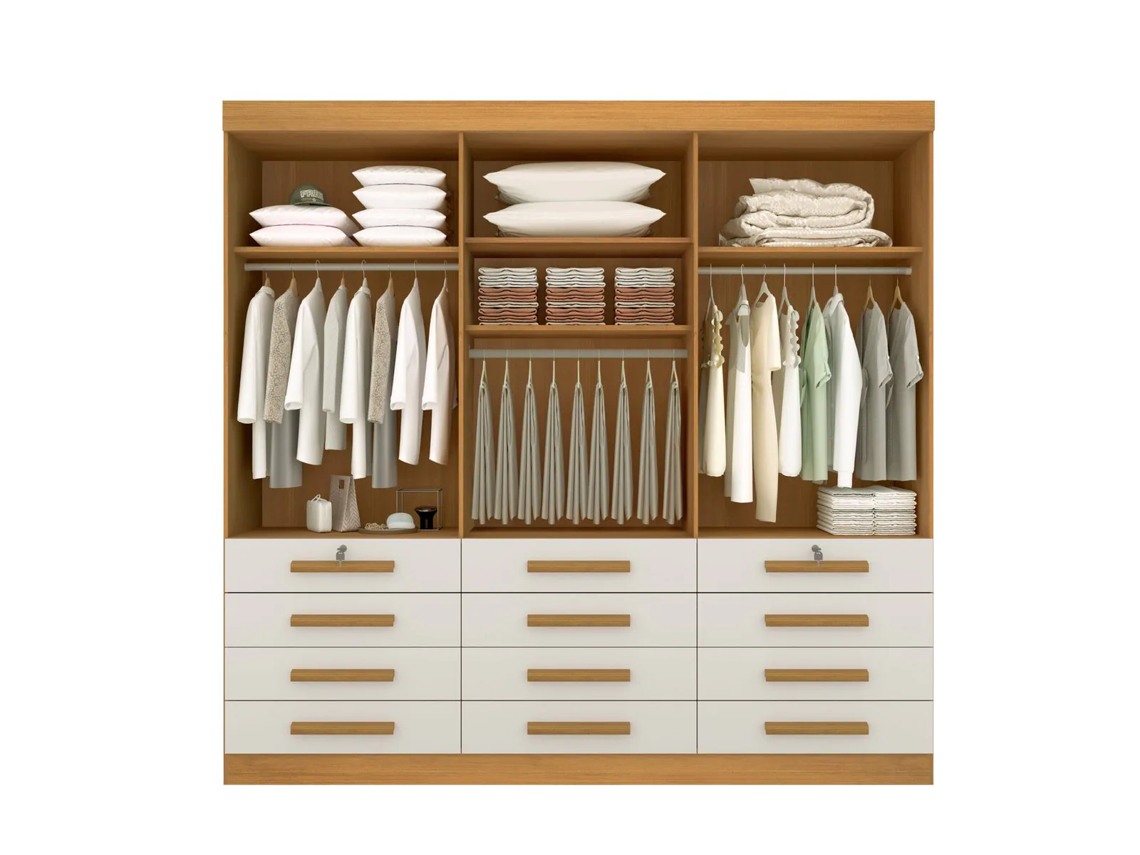 Guarda-Roupa 6 Portas Mônaco 2,40 m Cinamomo/Off White – D’DORO MÓVEIS