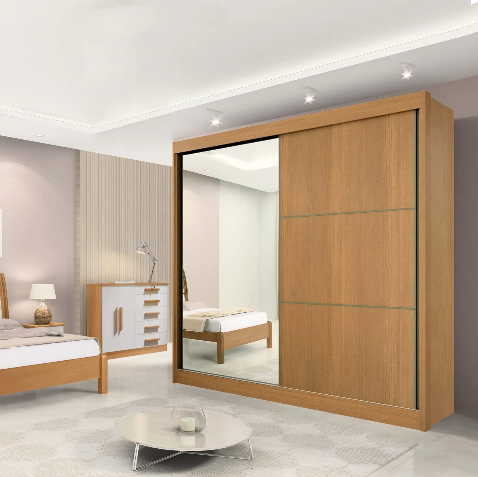 Guarda-Roupa 2 Portas Titanium 2,20 m Cinamomo/Off White/Cinamomo – D’DORO MÓVEIS