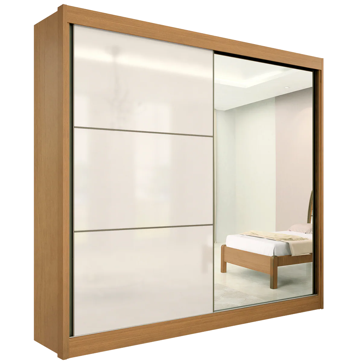 Guarda-Roupa 2 Portas Titanium 2,20 m Cinamomo/Off White/Cinamomo – D’DORO MÓVEIS