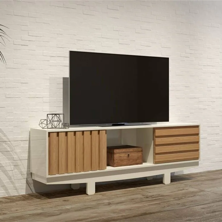Rack até 60″ Vintage TB220 Off White/Freijó – DALLA COSTA