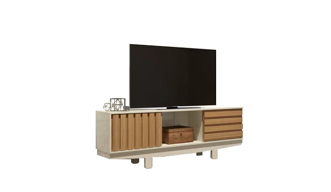 Rack até 60″ Vintage TB220 Off White/Freijó – DALLA COSTA