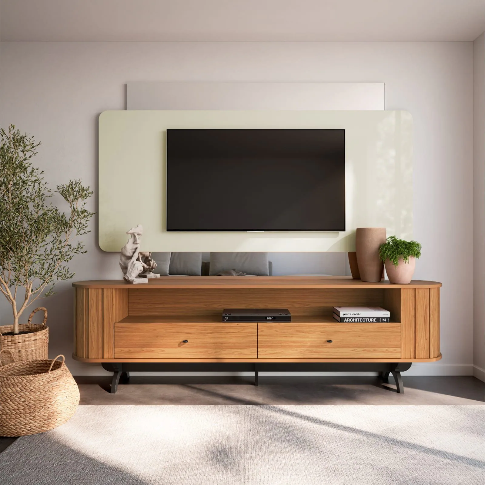 Home até 65″ Creta TB303E Off White/Freijó – DALLA COSTA