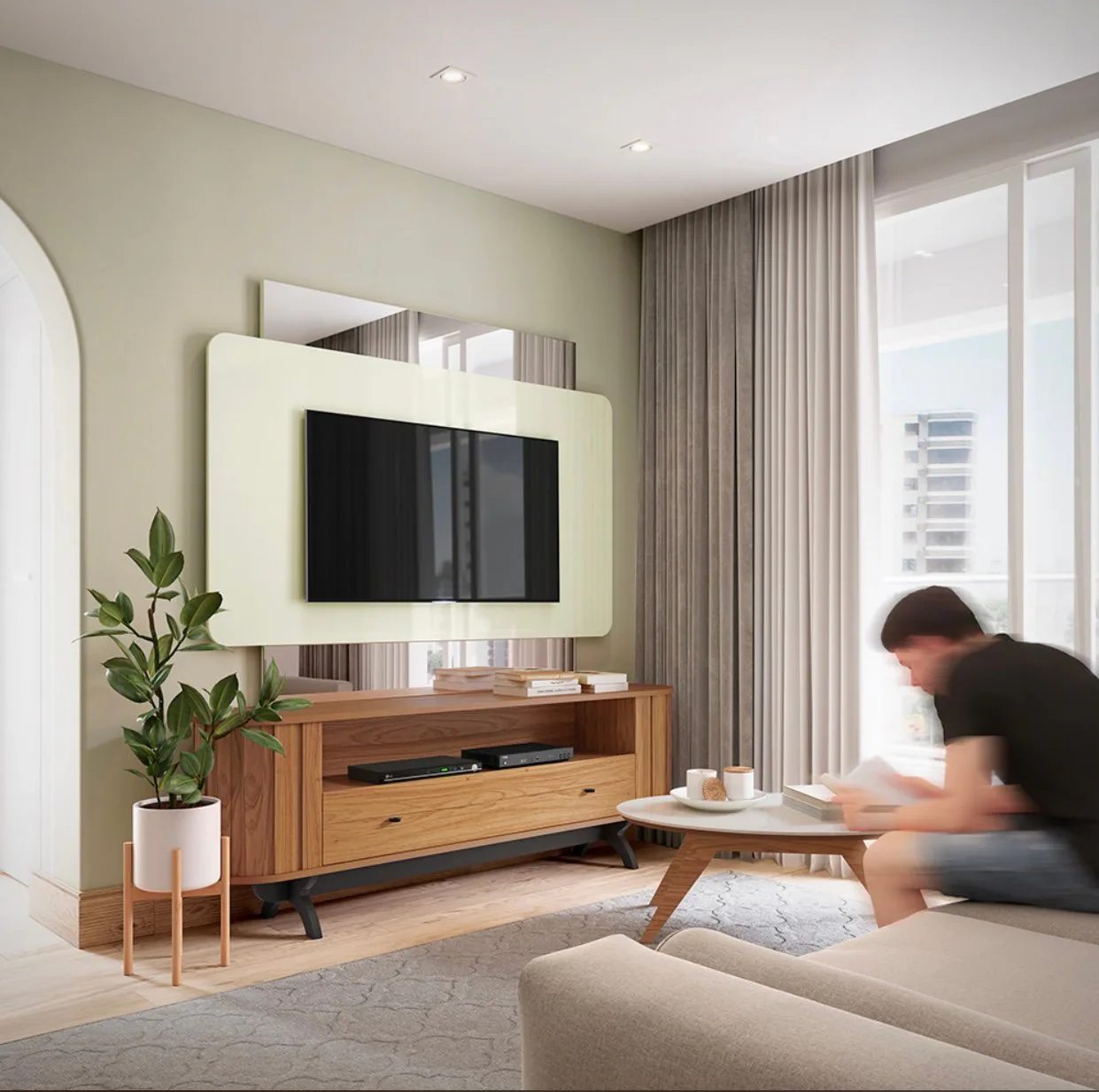 Home até 65″ Creta TB303E Off White/Freijó – DALLA COSTA