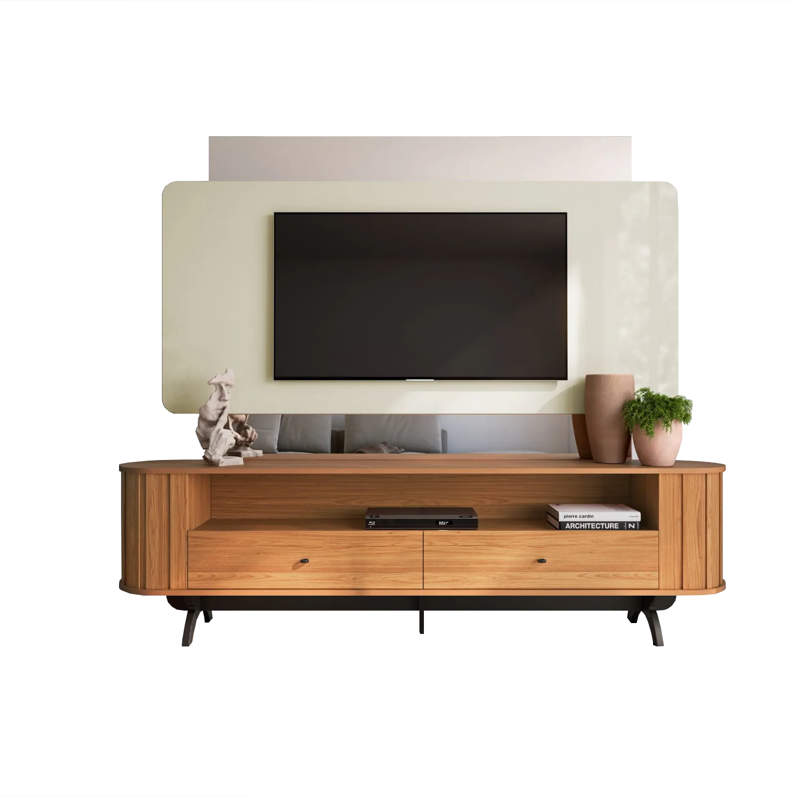 Home até 65″ Creta TB303E Off White/Freijó – DALLA COSTA