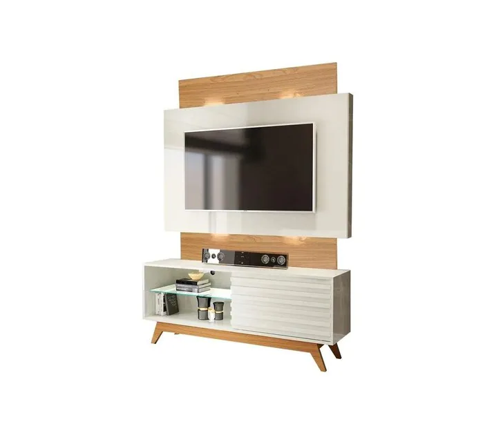Home até 55″ Unicke TB151L Off White/Freijó – DALLA COSTA