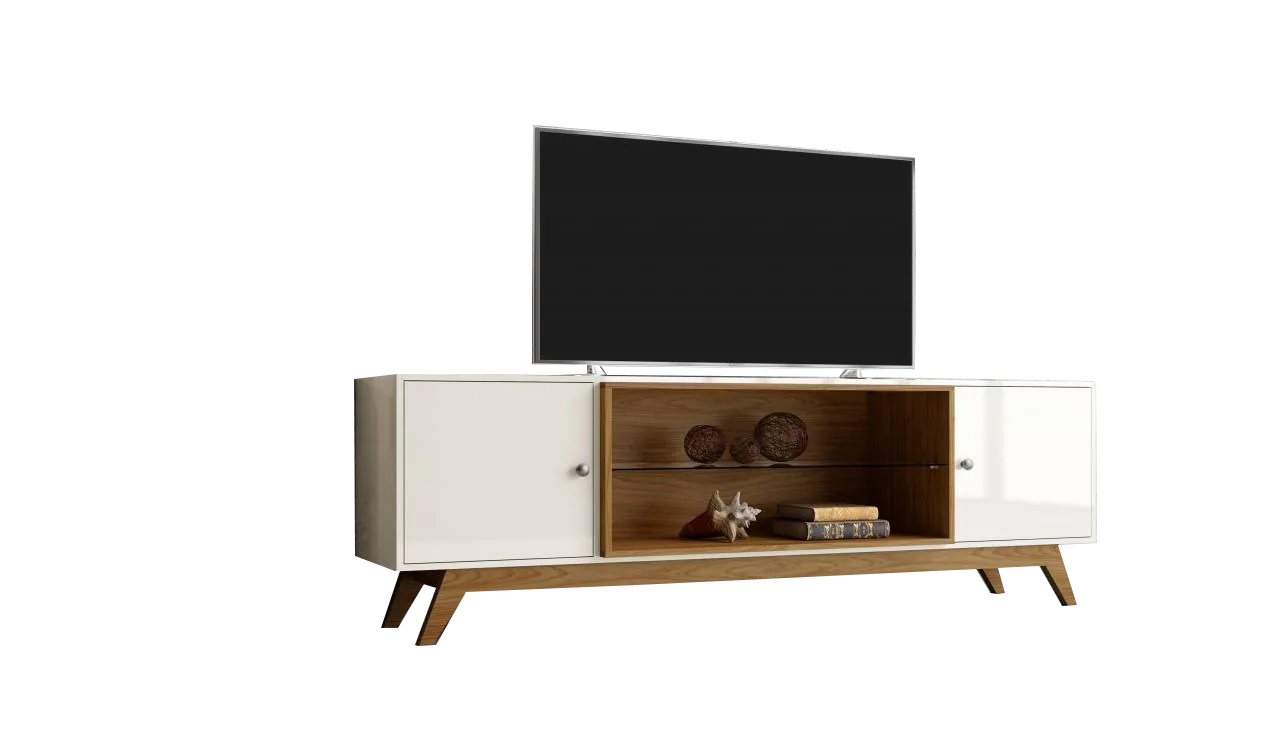 Rack até 60″ Thor R418 Off White/Freijó – DALLA COSTA