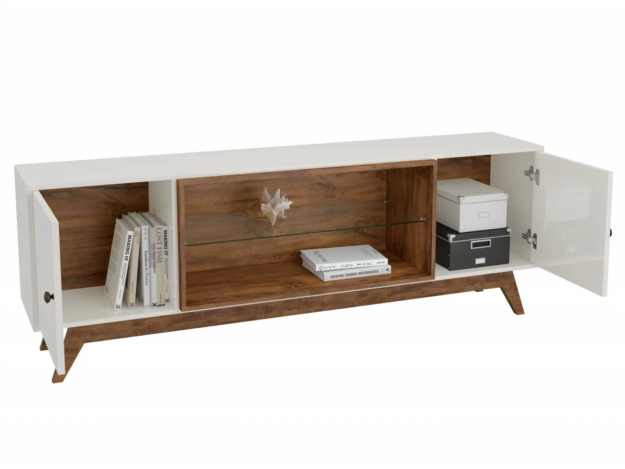 Rack até 60″ Thor R418 Off White/Freijó – DALLA COSTA