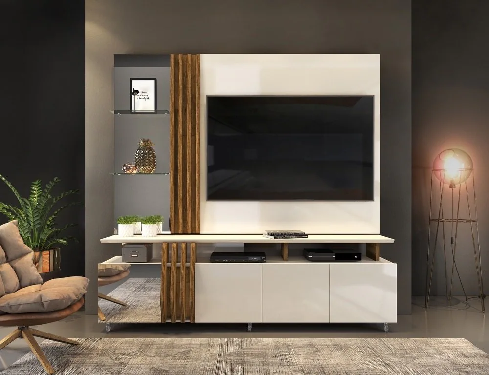 Painel + Bancada até 55″ Donna Off White/Demolição – DJ MÓVEIS