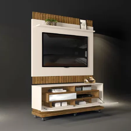 Painel + Bancada até 60″ Vitti Off White/Demolição – DJ MÓVEIS