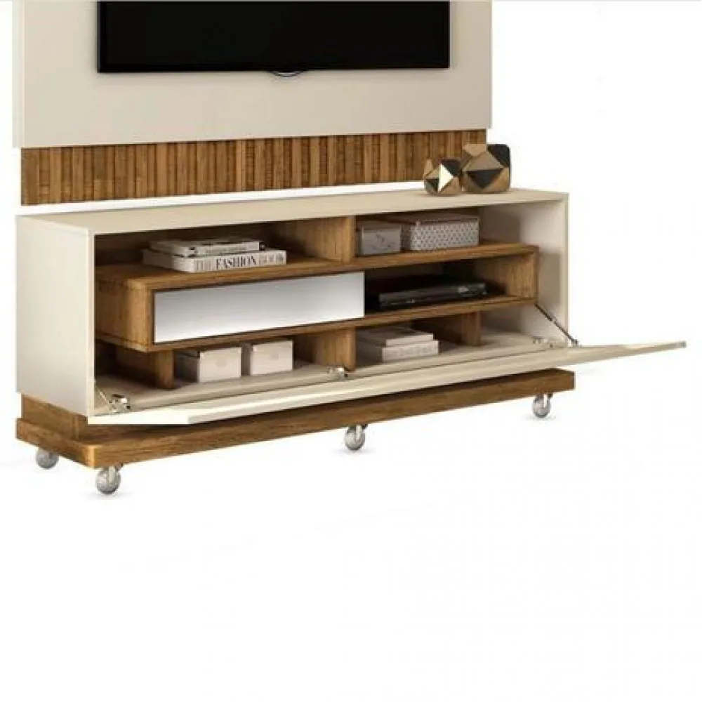 Painel + Bancada até 60″ Vitti Off White/Demolição – DJ MÓVEIS
