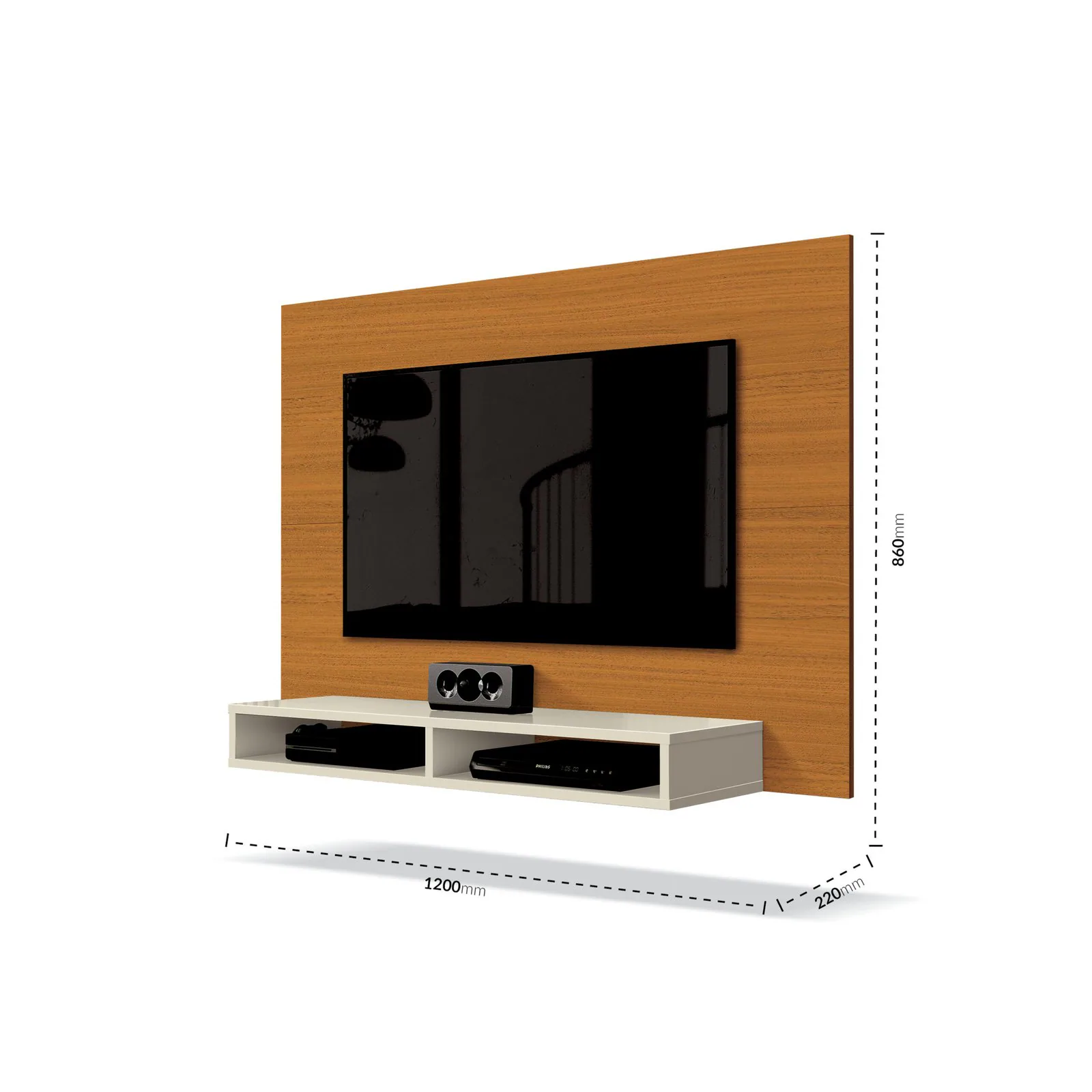 Painel até 43″ Fox New Cedro/Off White – EDN MÓVEIS