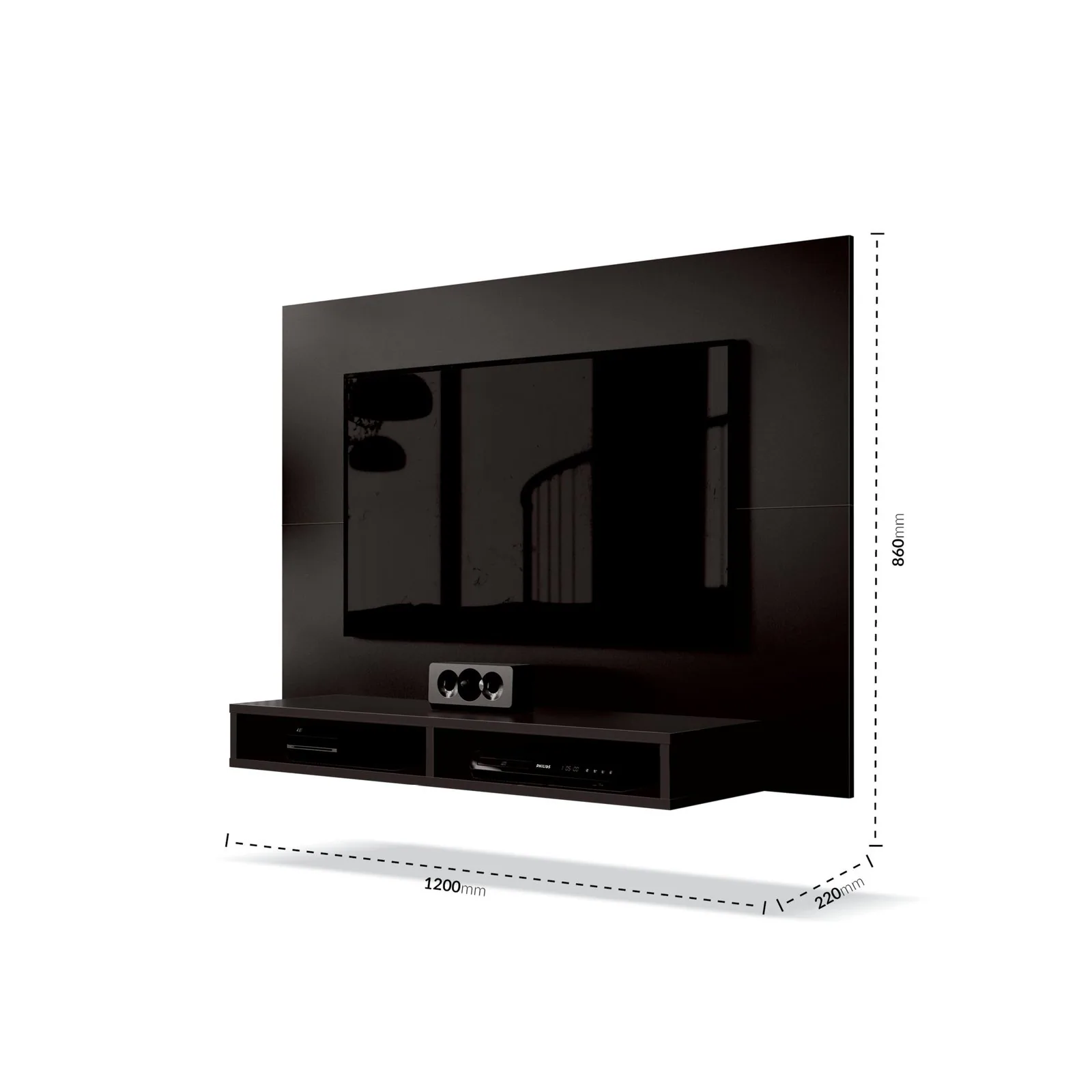 Painel até 43″ Fox New Preto – EDN MÓVEIS