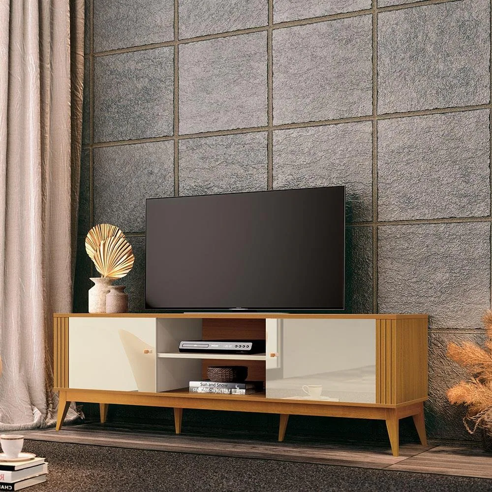 Rack até 75″ Legacy 2.0 Off White/Cedro Natural – EDN MÓVEIS