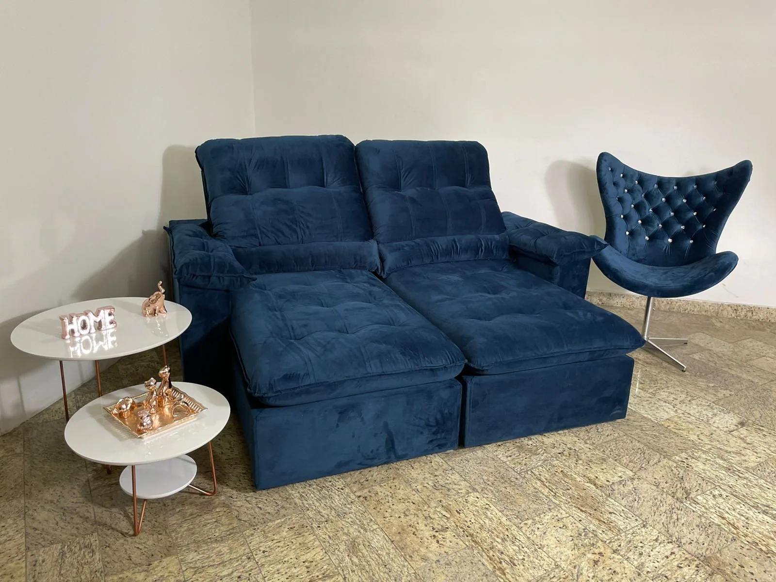 Sofá Retrátil e Reclinável Imperial 2,30 m Azul – IMPÉRIO ESTOFADOS