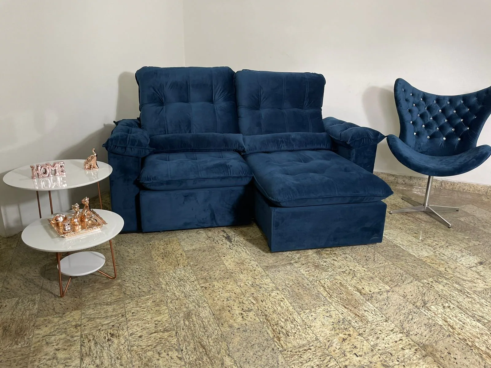 Sofá Retrátil e Reclinável Imperial 2,30 m Azul – IMPÉRIO ESTOFADOS
