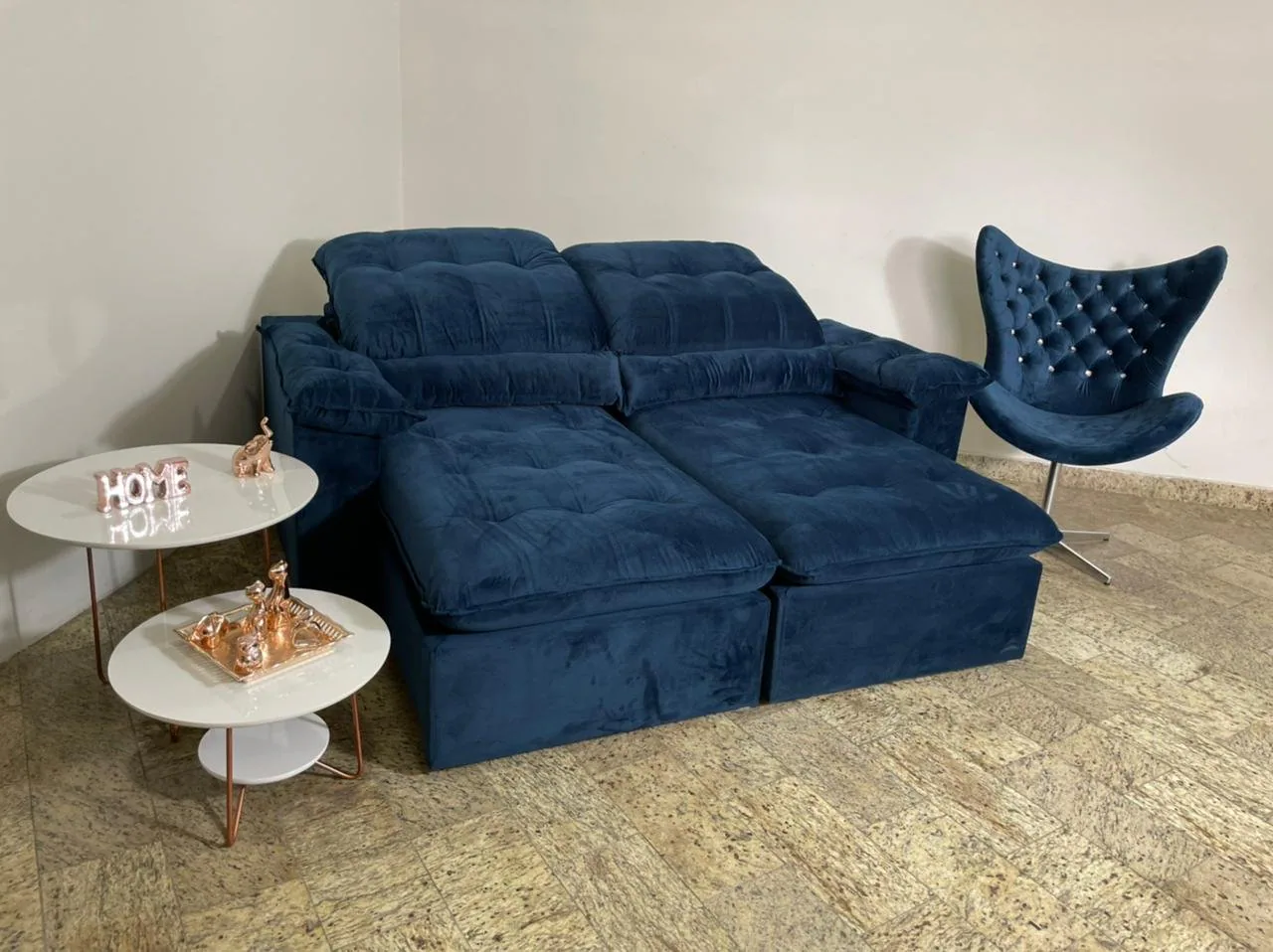 Sofá Retrátil e Reclinável Imperial 2,30 m Azul – IMPÉRIO ESTOFADOS